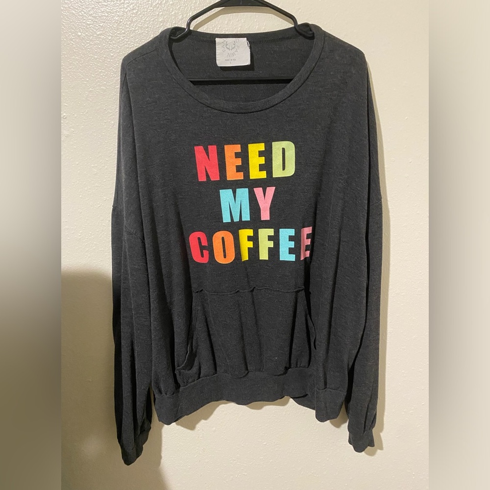 Charcoal lightweight sweatshirt with multicolored print, L.